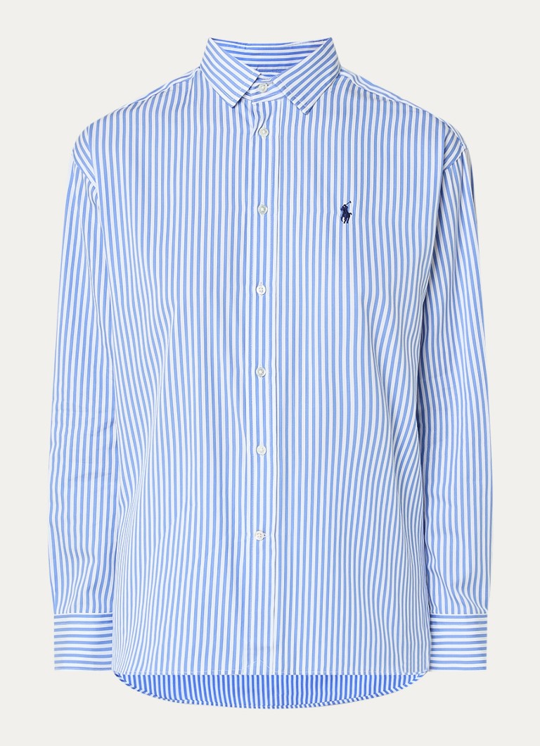 Ralph Lauren Dames Blouse met streepprint en logoborduring in de kleur Blauwgrijs, maat: XS