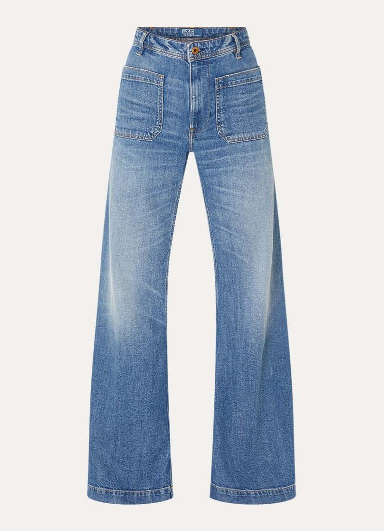 Ralph Lauren Dames High waist flared jeans met lichte wassing in de kleur Indigo, maat: W 27