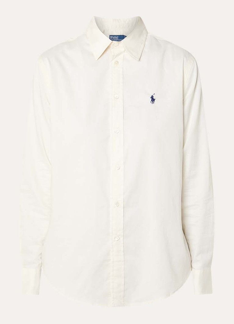Ralph Lauren Dames Blouse in linnenblend met streepprint in de kleur Gebroken wit, maat: XL