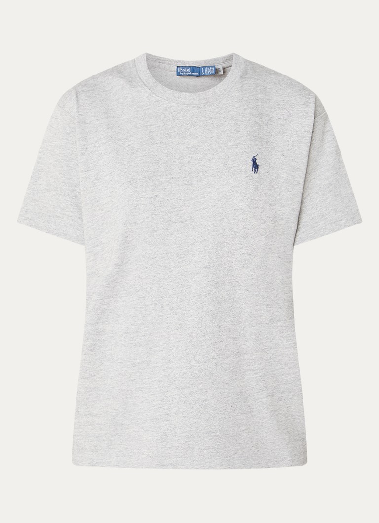 Ralph Lauren Dames T-shirt met logoborduring en gemêleerd dessin in de kleur Grijsmele, maat: L