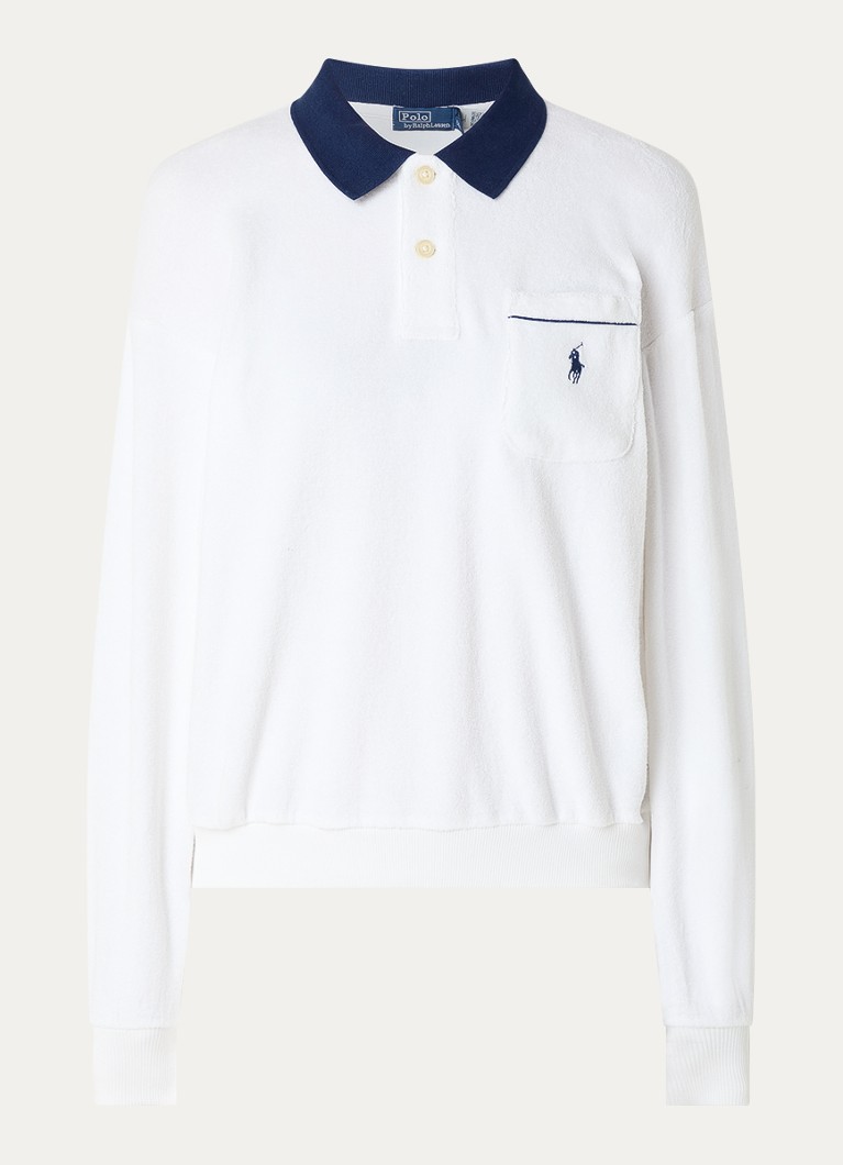Ralph Lauren Dames Polo van badstof met borstzak en logo in de kleur Wit, maat: XL
