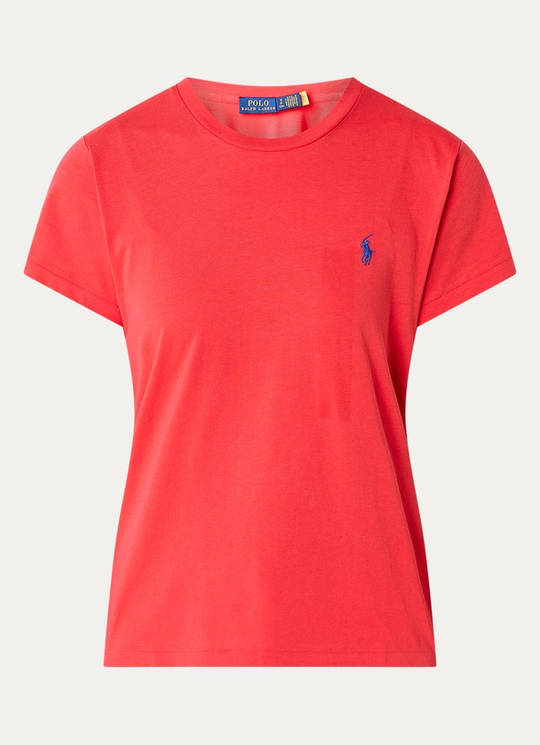 Ralph Lauren Dames T-shirt met logo in de kleur Koraal, maat: XS