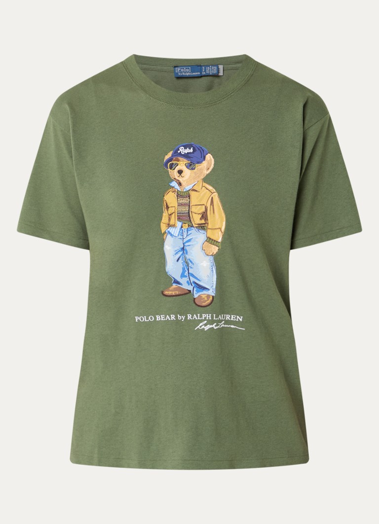 Ralph Lauren Dames T-shirt met logoprint in de kleur Mosgroen, maat: M