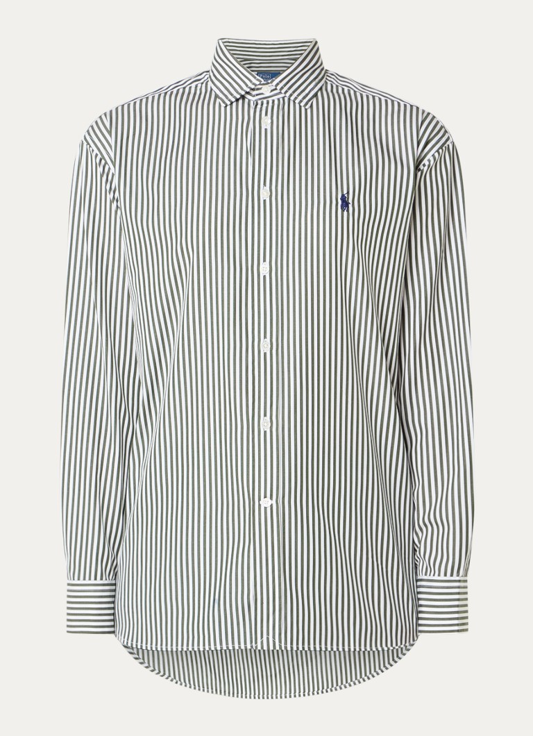 Ralph Lauren Dames Blouse met streepprint en logoborduring in de kleur Groen, maat: L