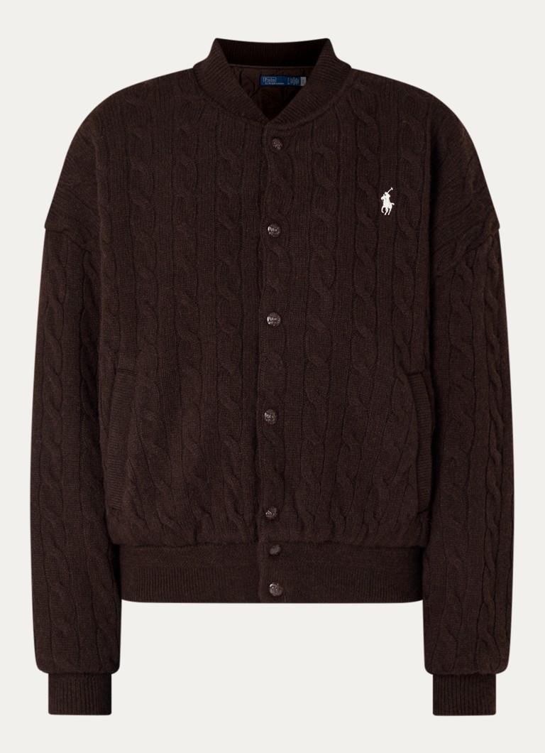 Ralph Lauren Dames Bomberjack in kasjmierblend met steekzakken in de kleur Donkerbruin, maat: L