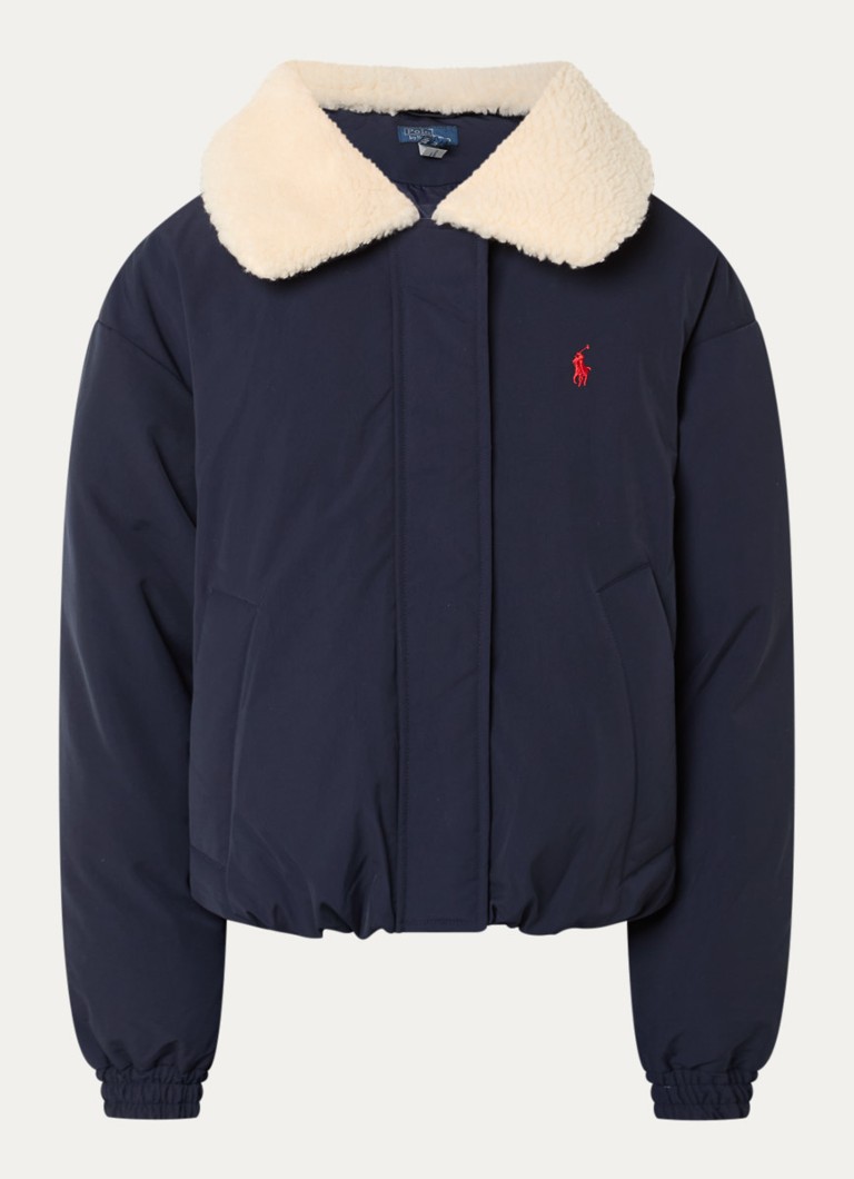 Ralph Lauren Dames Bomberjack met steekzakken en logoborduring in de kleur Donkerblauw, maat: M