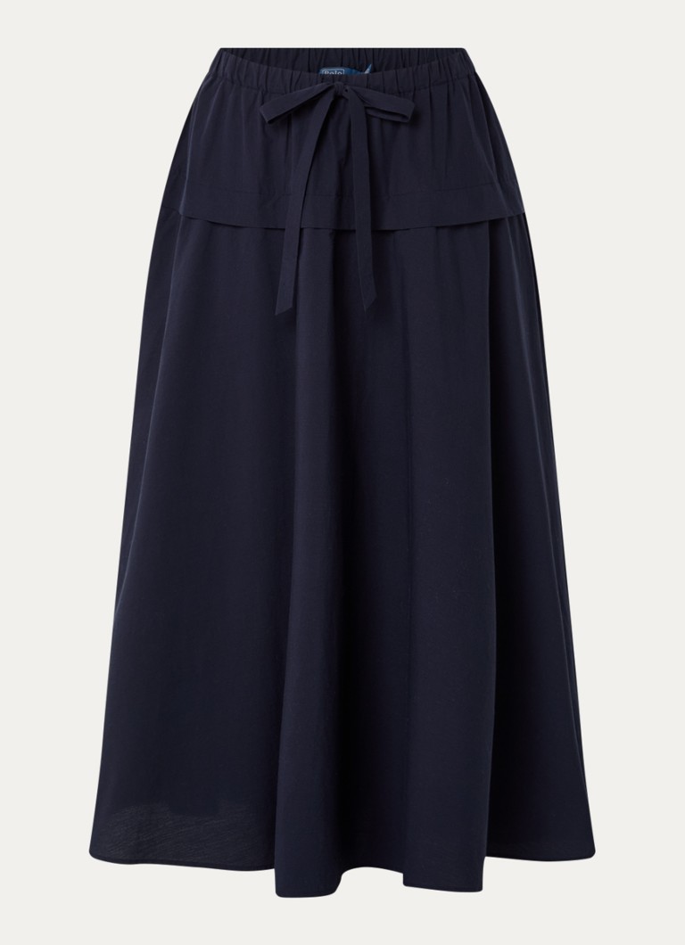 Ralph Lauren Dames Maxi A-lijn rok van canvas in de kleur Donkerblauw, maat: M