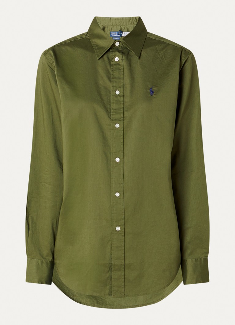 Ralph Lauren Dames Blouse met logo in de kleur Mosgroen, maat: XS