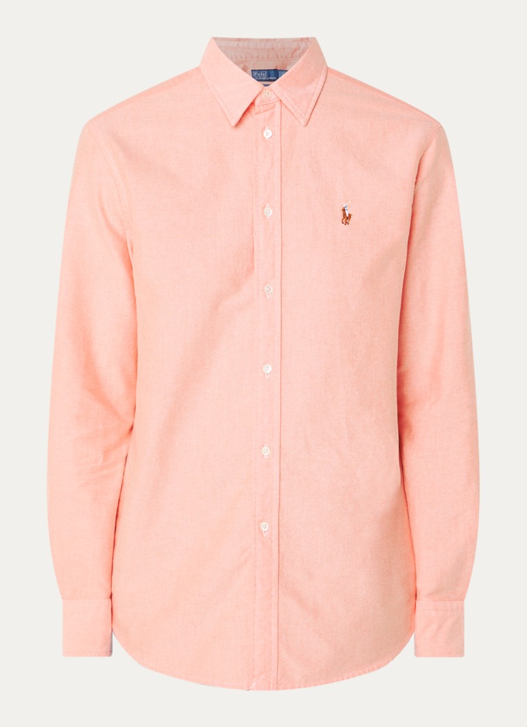 Ralph Lauren Dames Blouse van piqué katoen in de kleur Zalmroze, maat: L