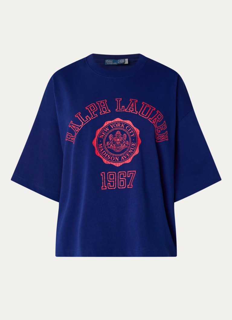 Ralph Lauren Dames T-shirt met logoprint in de kleur Royalblauw, maat: M