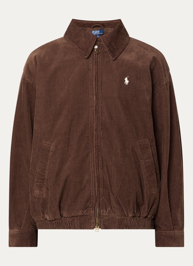 Ralph Lauren Dames Bomberjack van corduroy met logoborduring in de kleur Roodbruin, maat: S
