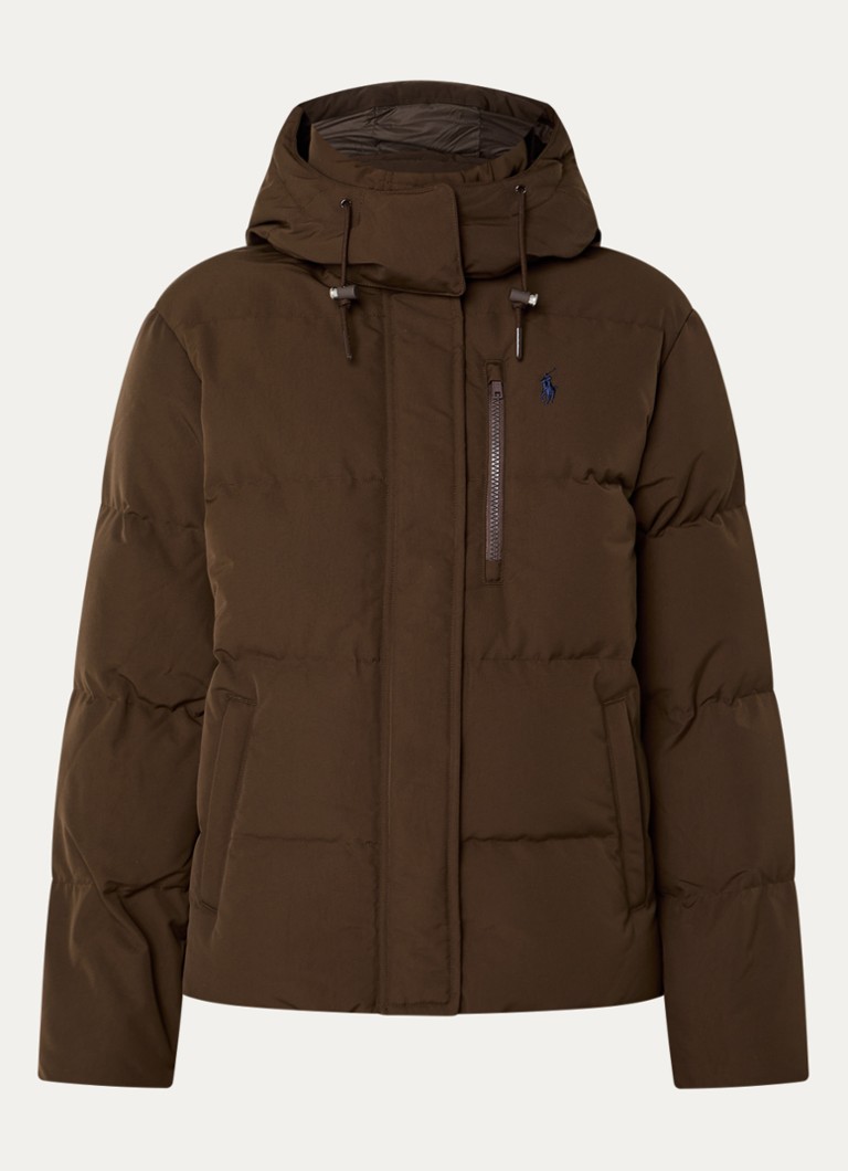 Ralph Lauren Dames Puffer jack met donsvulling en afneembare capuchon in de kleur Bruin, maat: XS