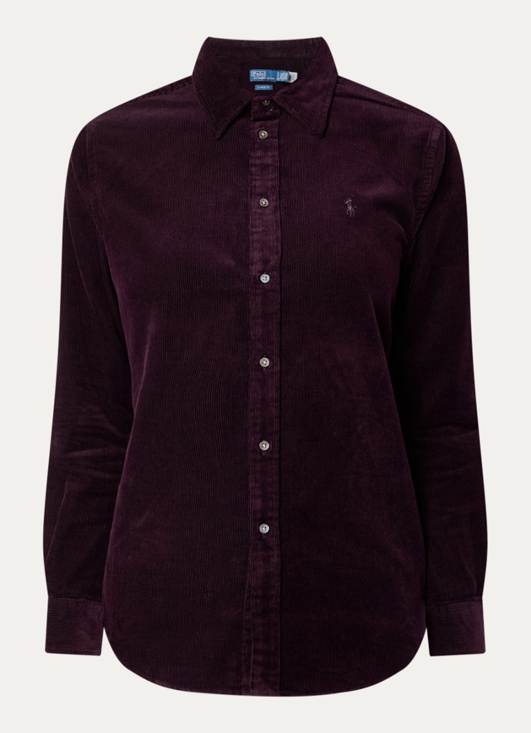 Ralph Lauren Dames Blouse van corduroy in de kleur Aubergine, maat: S