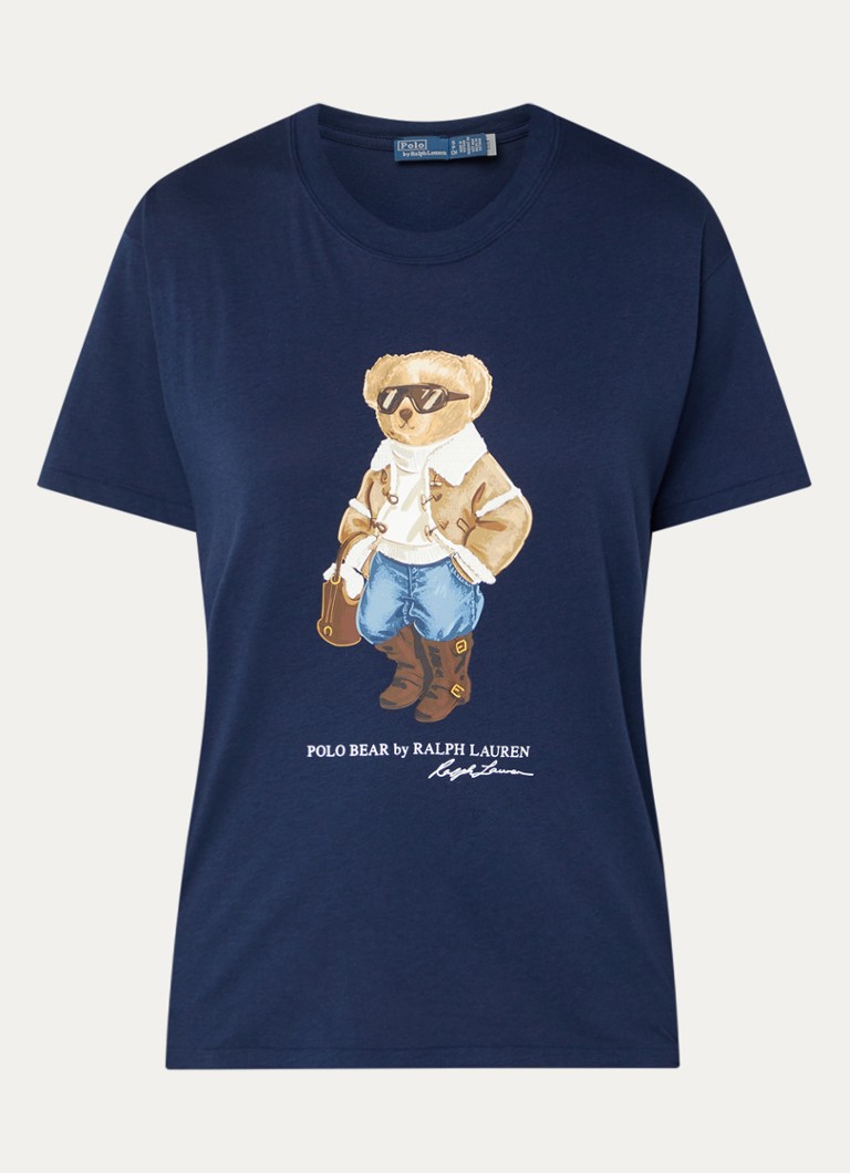 Ralph Lauren Dames T-shirt met logoprint in de kleur Indigo, maat: L