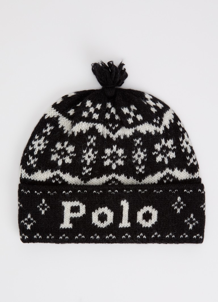 Ralph Lauren Dames Holiday muts met logo in de kleur Zwart, maat: ONE SIZE