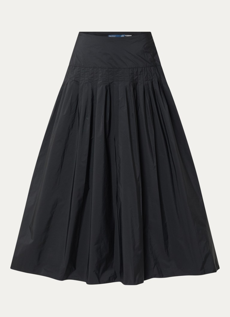 Ralph Lauren Dames Maxi A-lijn rok met plooien in de kleur Zwart, maat: 36