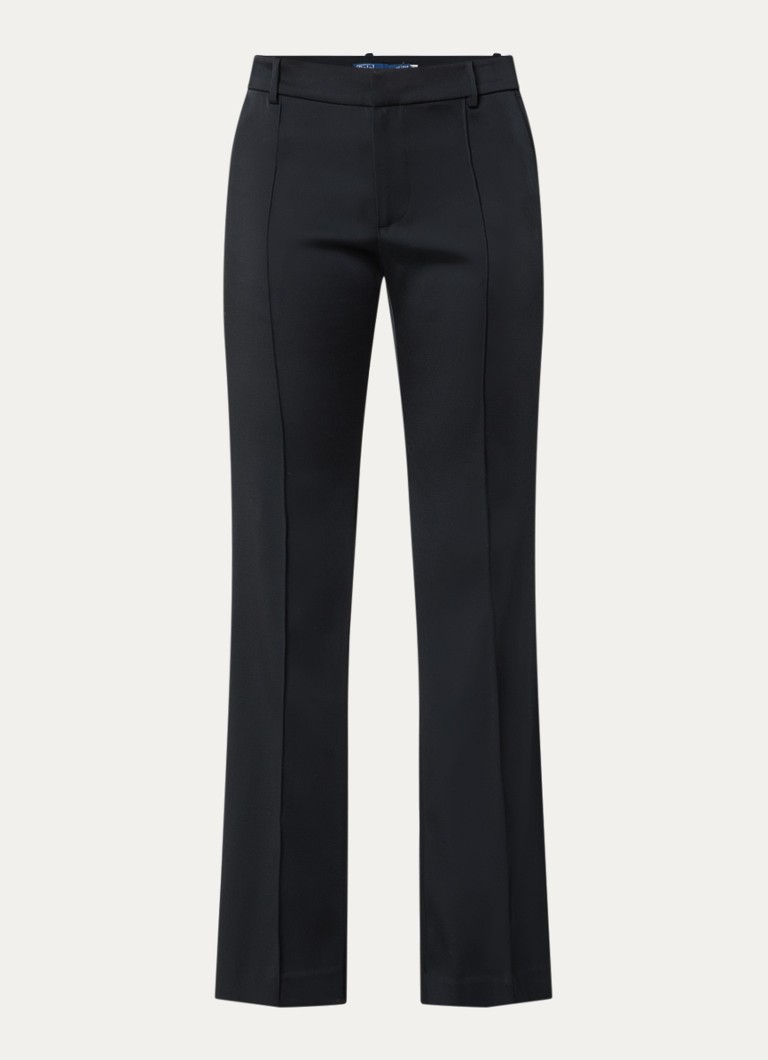 Ralph Lauren Dames Low waist flared fit pantalon van satijn met siernaad in de kleur Zwart, maat: 36