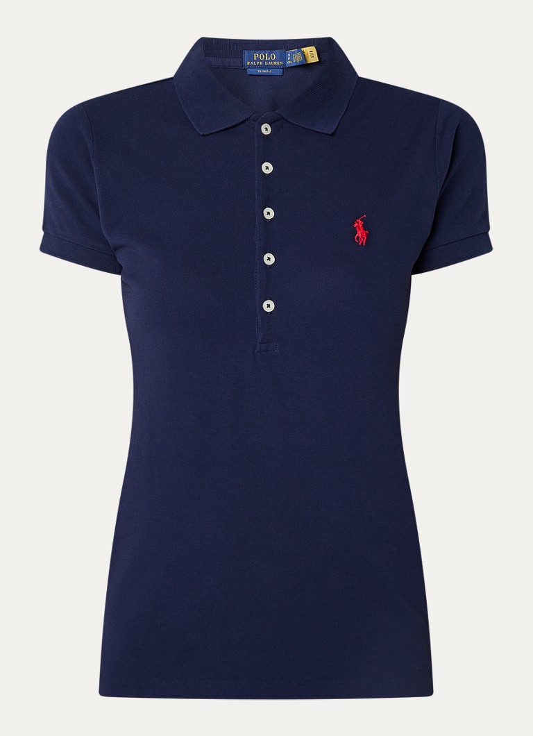 Ralph Lauren Dames Julie polo van piqué katoen met logoborduring in de kleur Donkerblauw, maat: XL