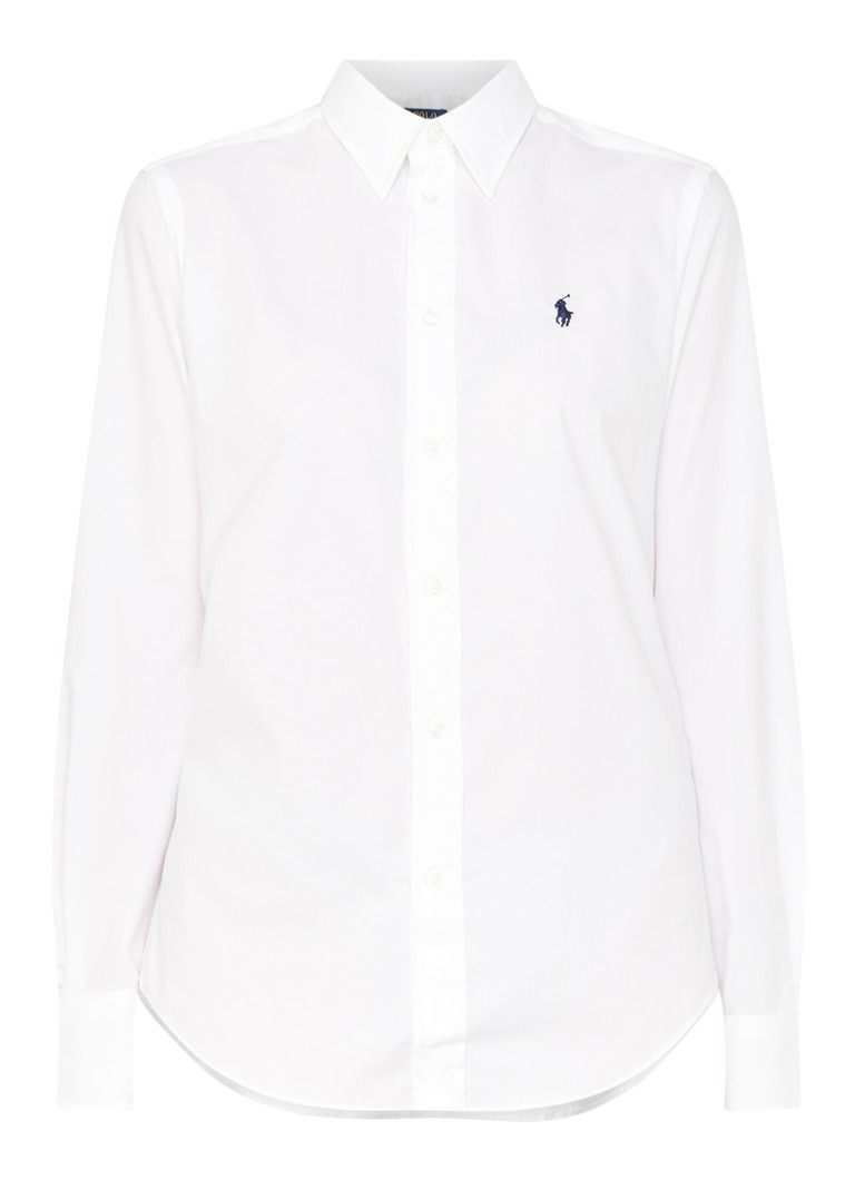 Ralph Lauren Dames Georgia blouse van stretch katoen in de kleur Wit, maat: 40