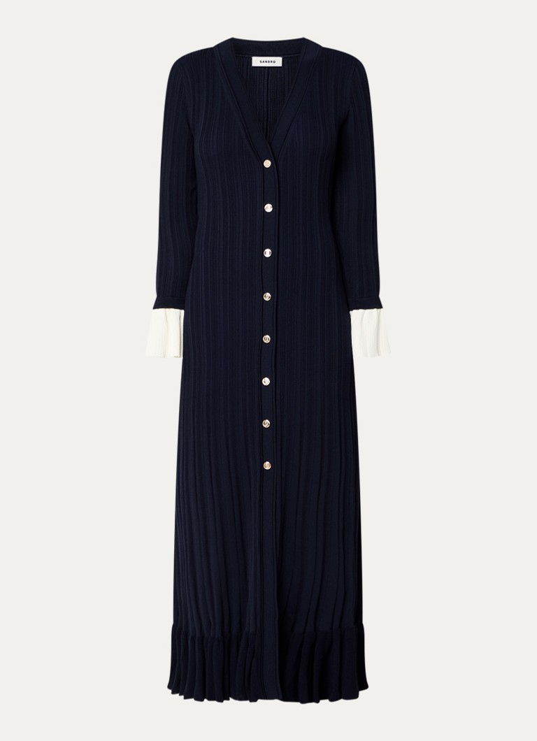 Sandro Dames Midi jurk met V-hals in de kleur Donkerblauw