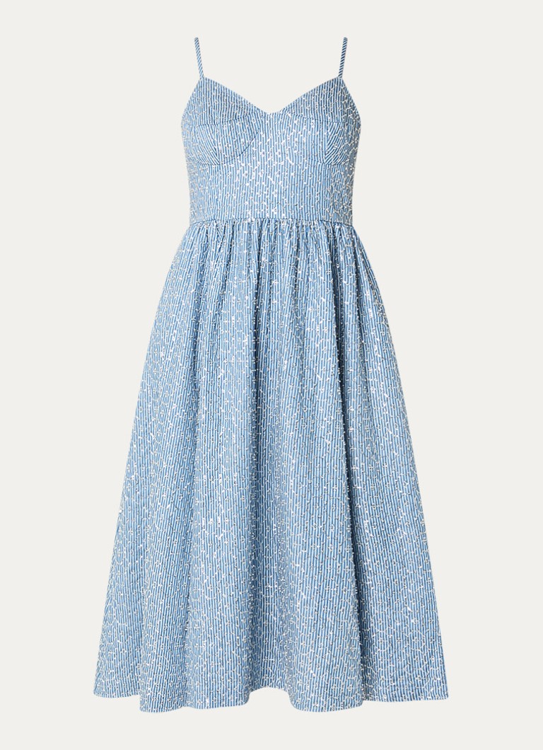 Sandro Dames Midi jurk met streepprint en strass in de kleur Blauw