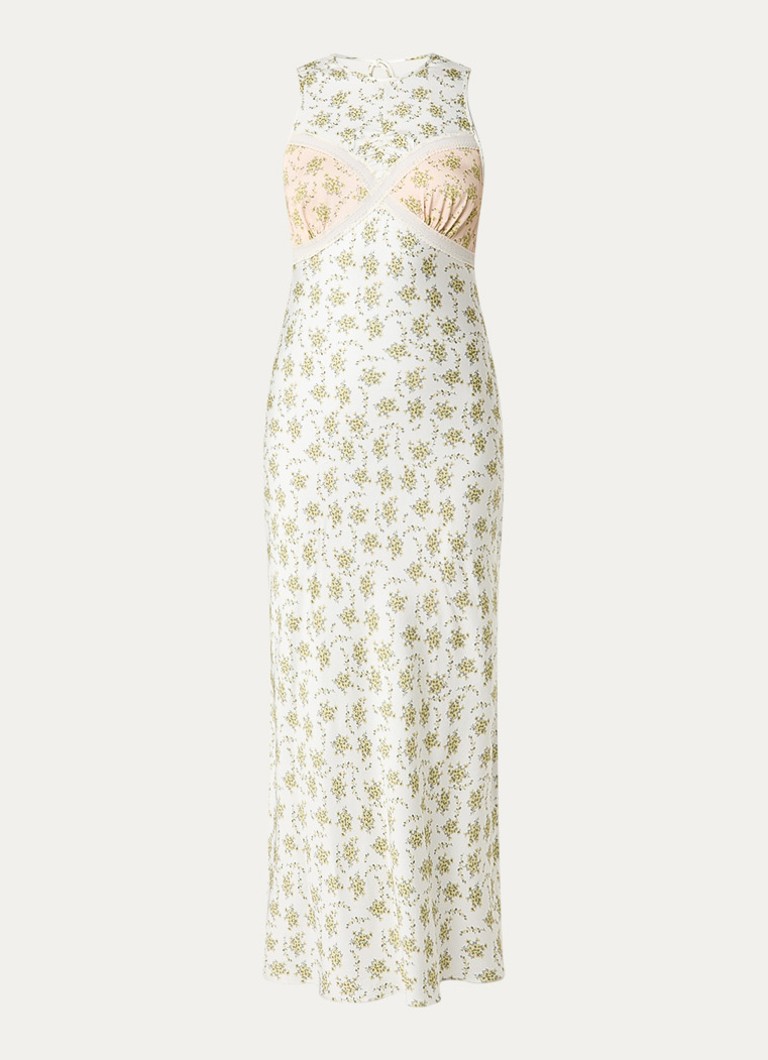Sandro Dames Midi jurk met bloemenprint en details van kant in de kleur Gebroken wit