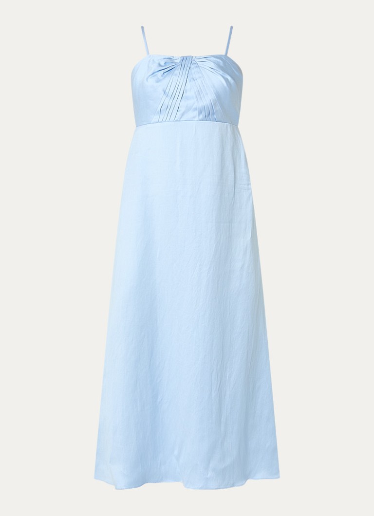 Sandro Dames Midi jurk in linnenblend met plooidetail in de kleur Blauw