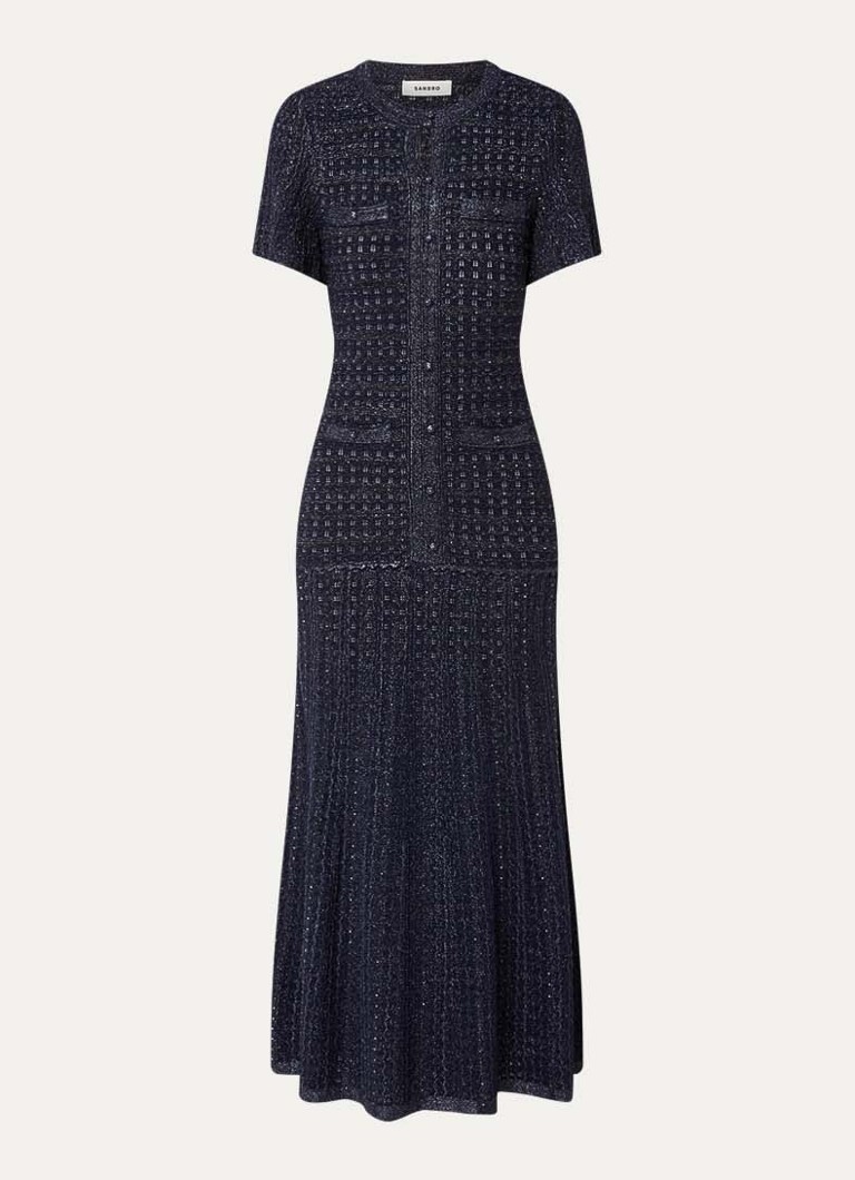 Sandro Dames Midi blousejurk met strass in de kleur Blauw