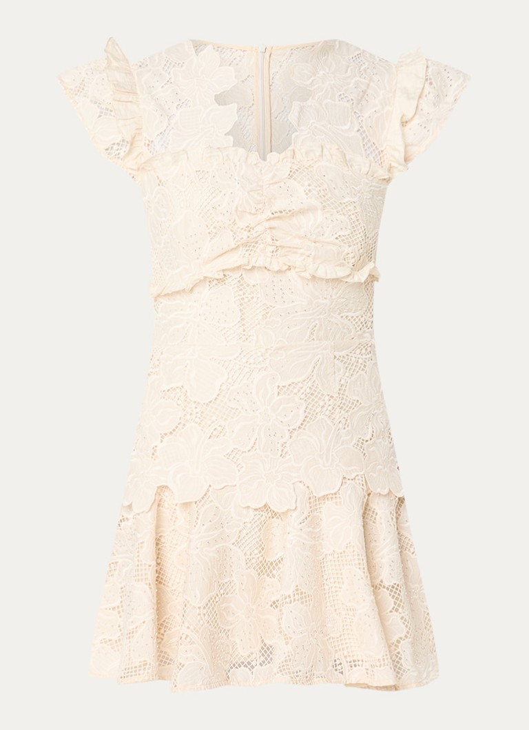 Sandro Dames Mini jurk met broderie en strass in de kleur Beige
