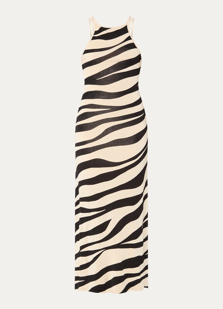 Sandro Dames Maxi jurk met dierenprint in de kleur Zwart