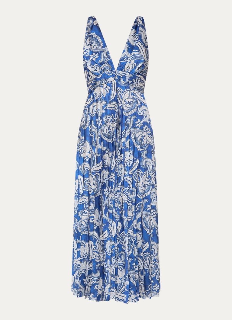 Sandro Dames Maxi jurk van satijn met bloemenprint in de kleur Donkerblauw