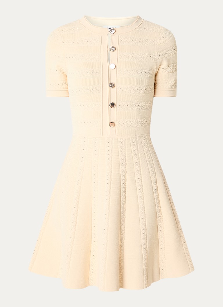 Sandro Dames Mini jurk met knoopsluiting in de kleur Ivoor
