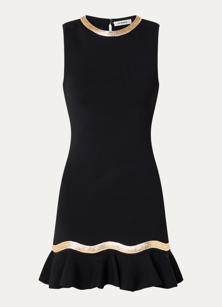 Sandro Dames Mini jurk met volant in de kleur Zwart