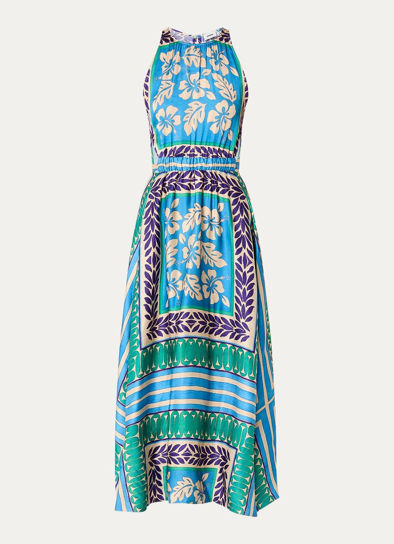 Sandro Dames Midi jurk met print in de kleur Blauw
