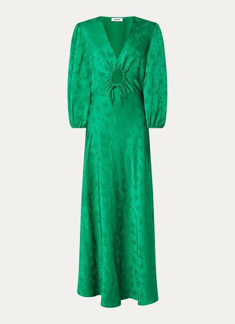 Sandro Dames Maxi tuniekjurk met cut out detail in de kleur Donkergroen
