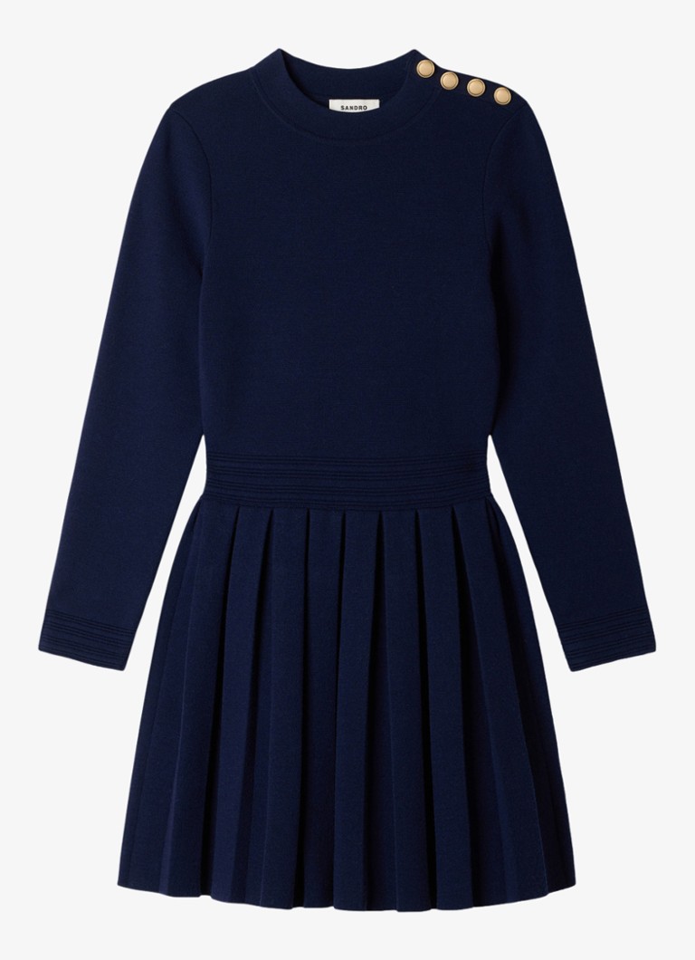 Sandro Dames Mini jurk met plooien in de kleur Blauw