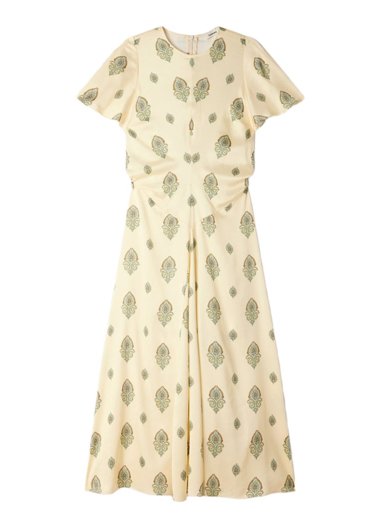 Sandro Dames Maxi jurk met paisley dessin in de kleur Lichtgeel