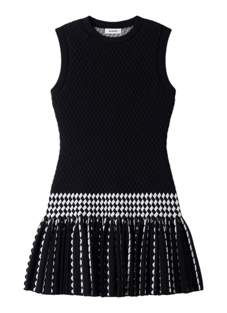 Sandro Dames Mini jurk met structuur in de kleur Zwart