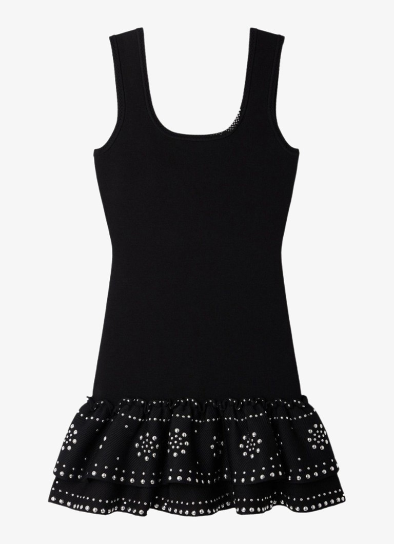 Sandro Dames Mini jurk met volant in de kleur Zwart
