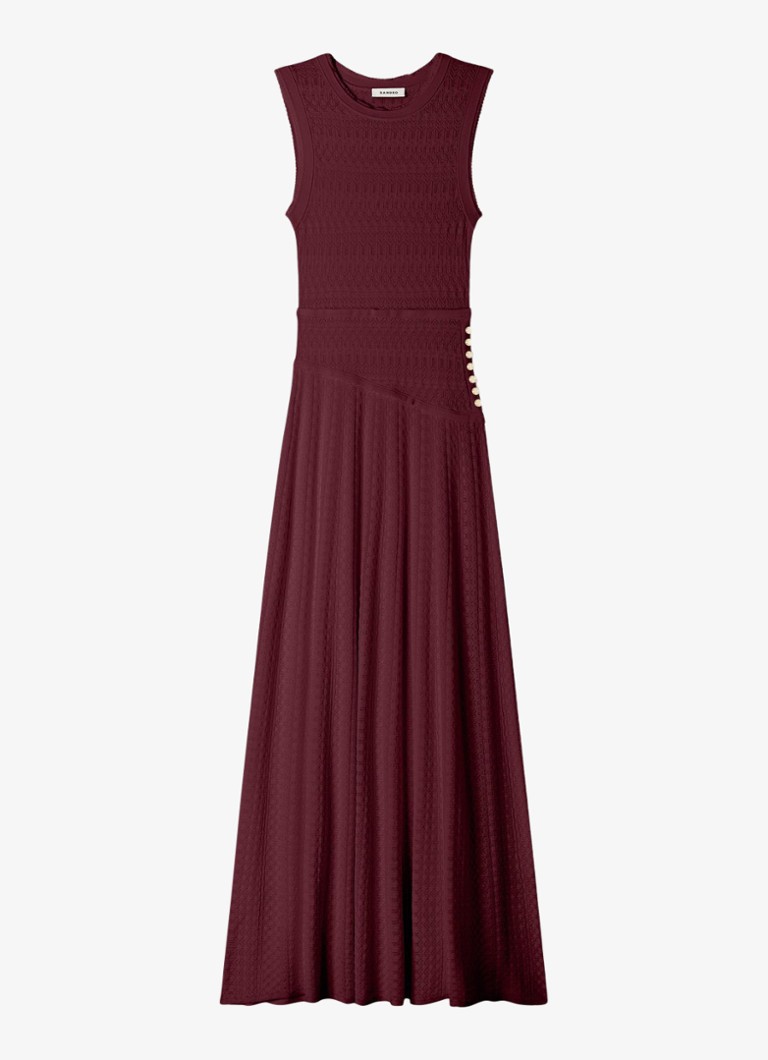 Sandro Dames Maxi jurk met borduring in de kleur Bordeauxrood