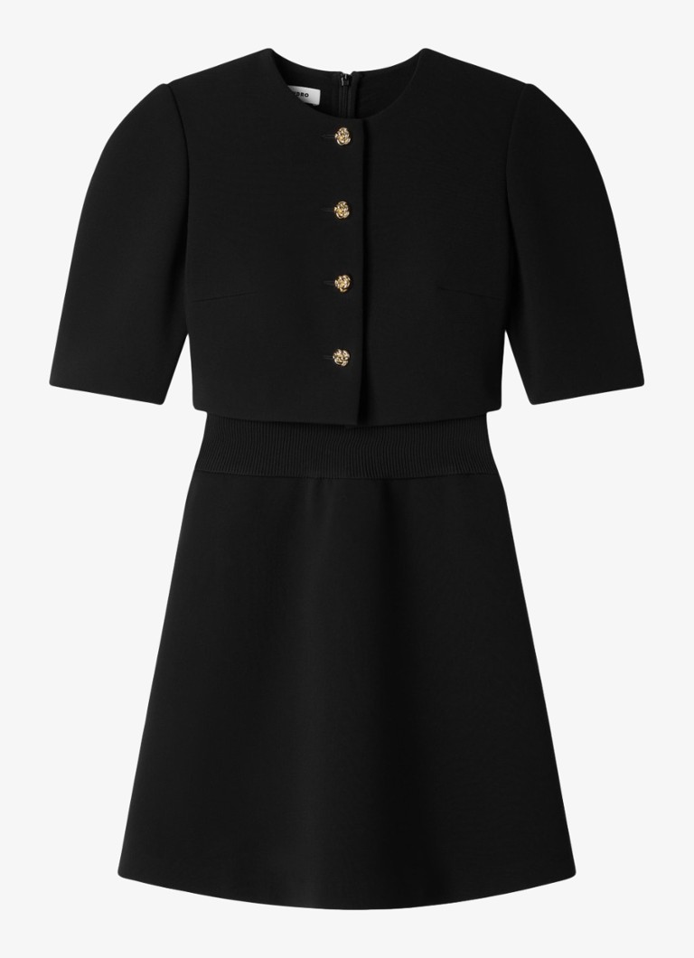 Sandro Dames Mini jurk met ronde hals in de kleur Zwart