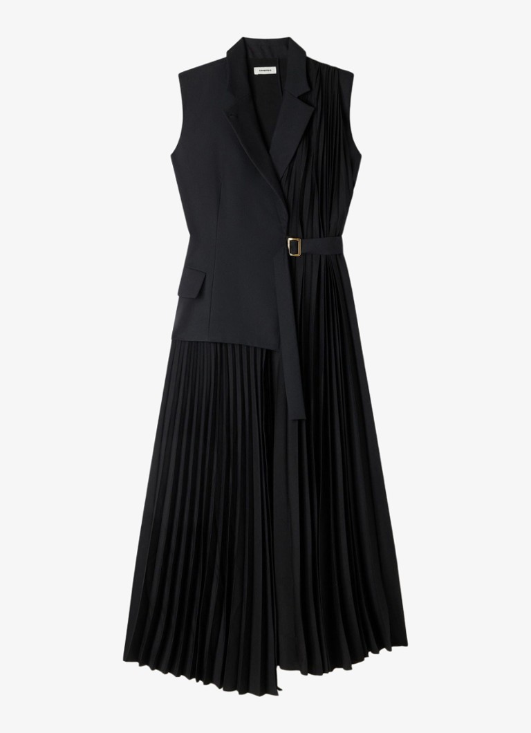 Sandro Dames Midi jurk met plooien in de kleur Zwart