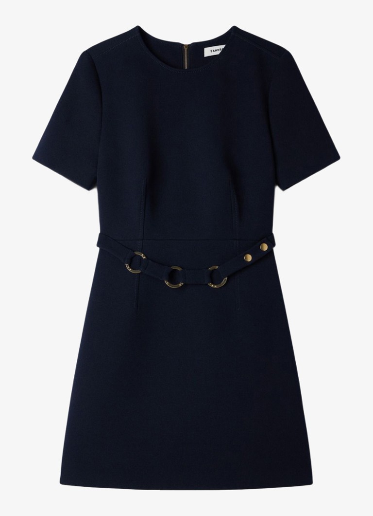 Sandro Dames Mini jurk met ceintuur in de kleur Donkerblauw