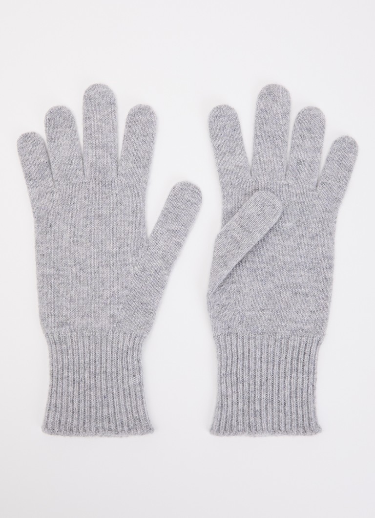 Benetton Dames Ribgebreide handschoen van wol in de kleur Lichtgrijs