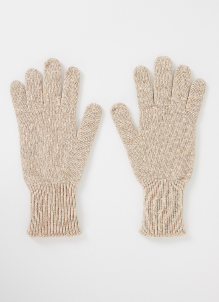 Benetton Dames Ribgebreide handschoen van wol in de kleur Beige