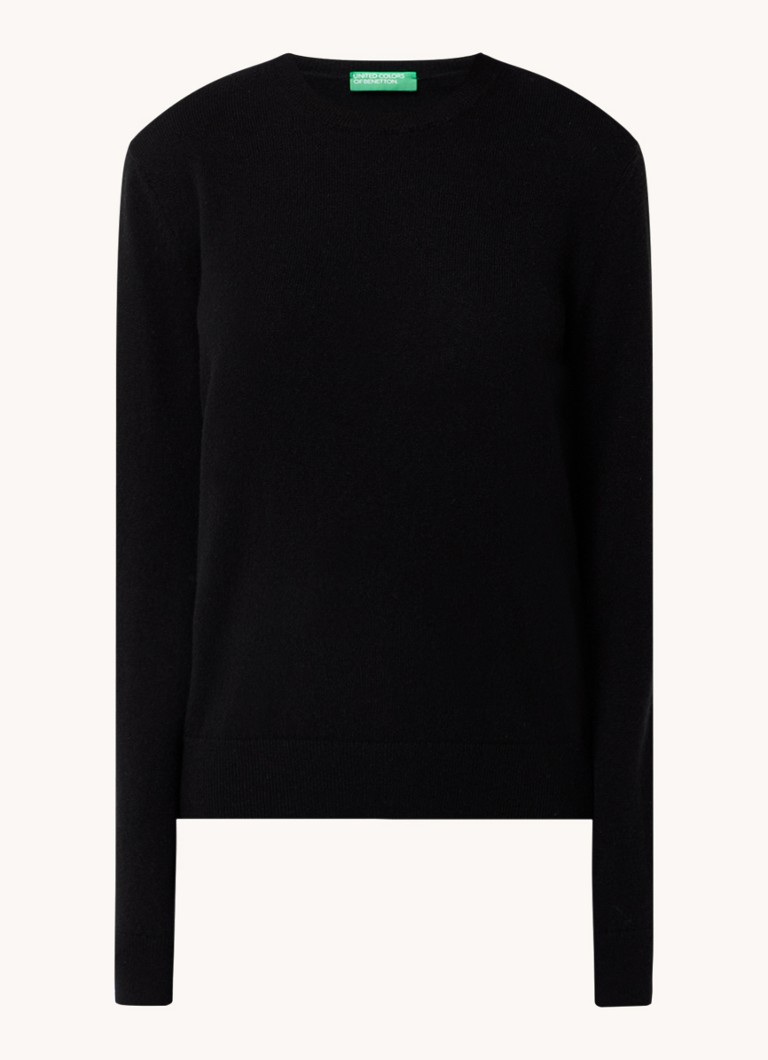 Benetton Dames Fijngebreide pullover van kasjmier in de kleur Zwart