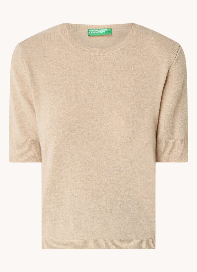 Benetton Dames Fijngebreide top van scheerwol in de kleur Camel