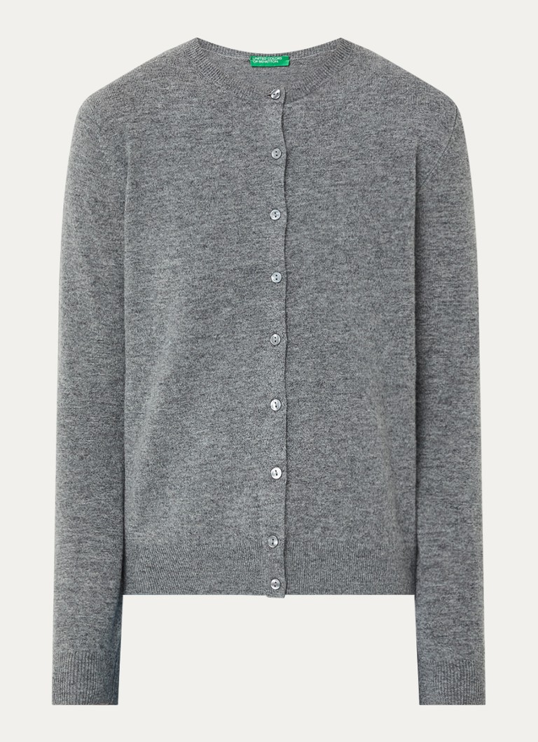 Benetton Dames Fijngebreid vest van scheerwol met ronde hals in de kleur Middengrijs-507