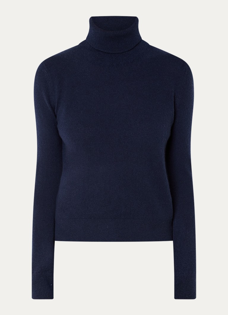 Benetton Dames Fijngebreide trui van kasjmier met col in de kleur Royalblauw