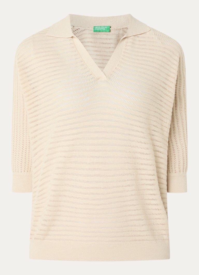 Benetton Dames Top van crochet in de kleur Vanillegeel